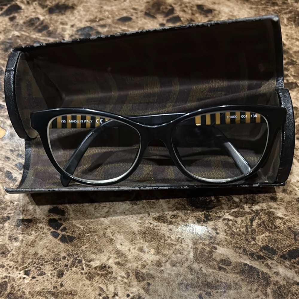Fendi Black Glasses with Gold Studded Accents